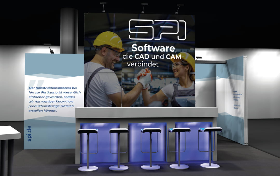 SPI-Blechexpo-Stand-2025 Render - SPI Messestand auf der Blechexpo 2025